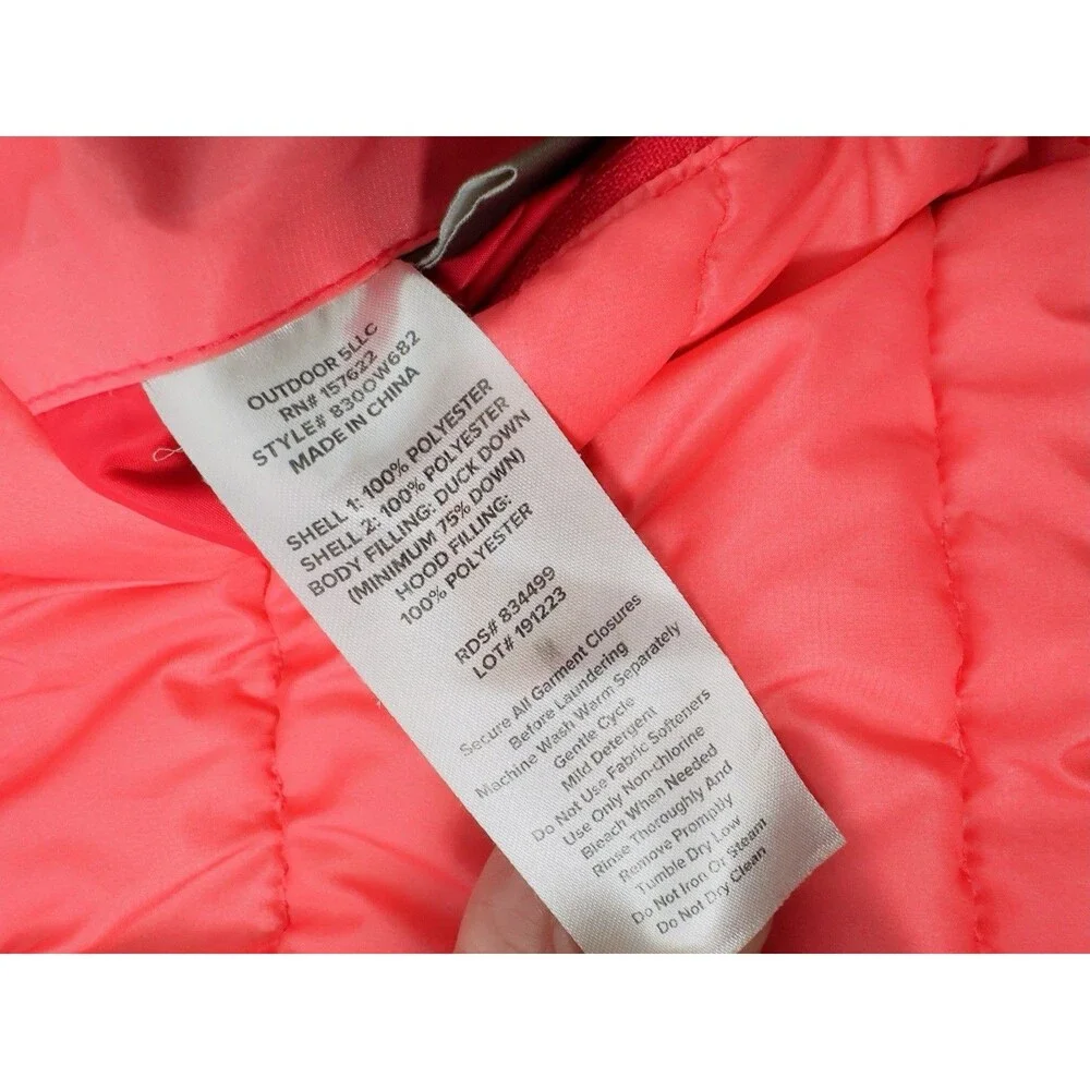 Eddie Bauer Down Reversible Girls Hood Puffer Jacket Large 14-16 Ombré Pin